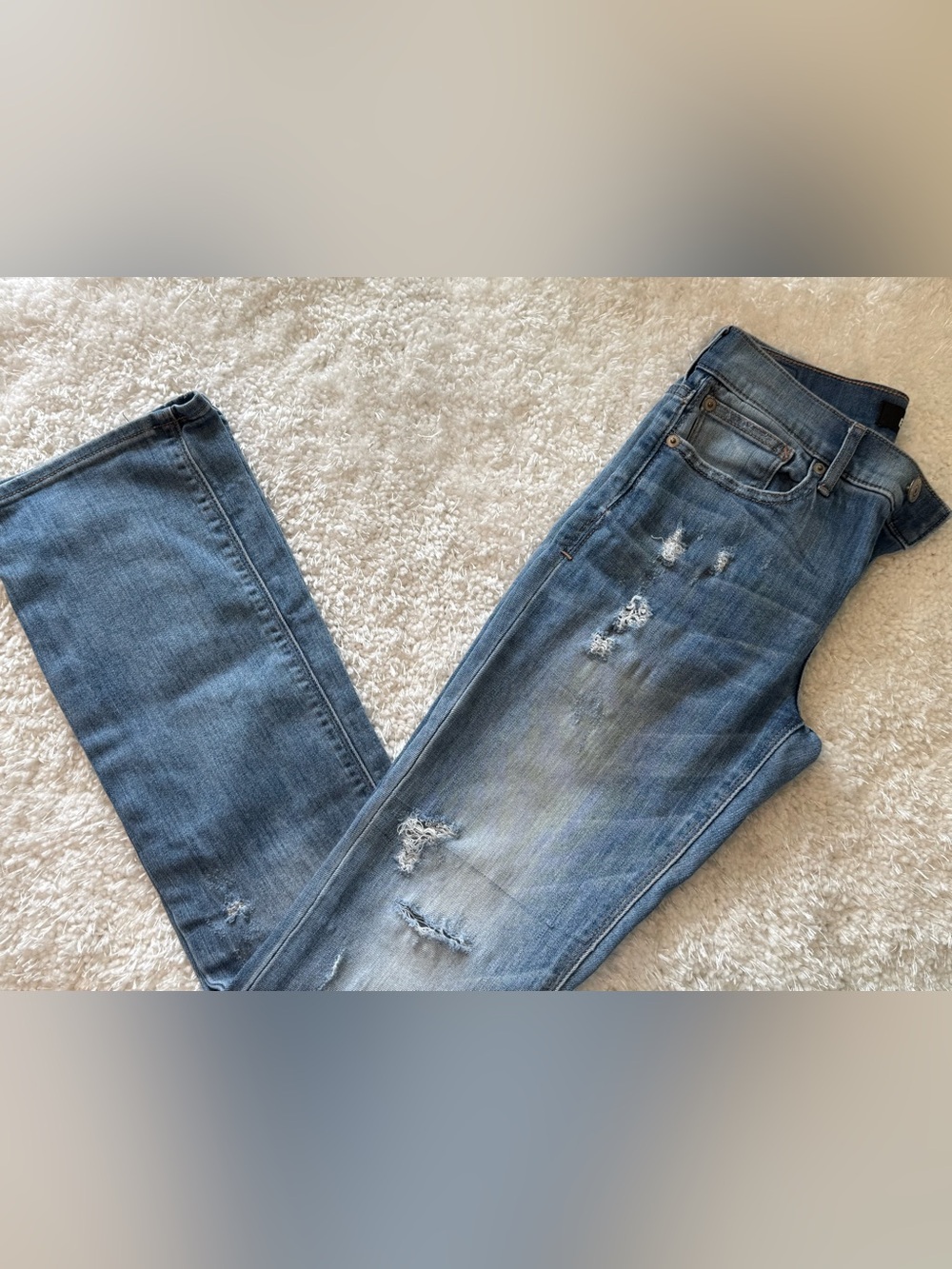 Express Light Blue Distressed Barely Bootcut